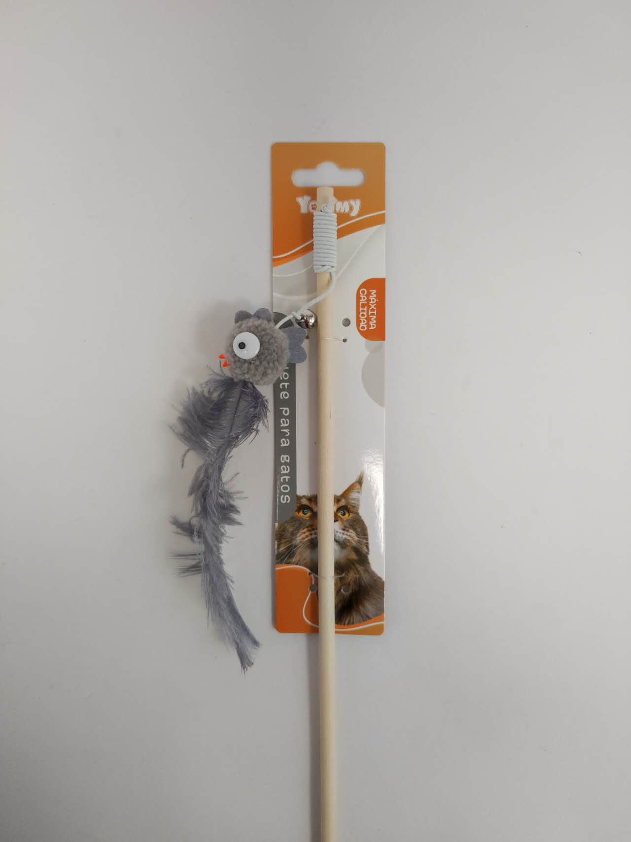 HKM-3118781 Ostrich Feather Teasing Cat Stick for Interactive Play