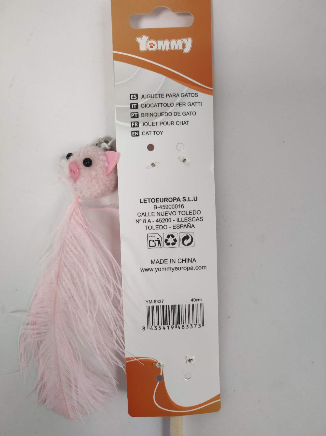 HKM-3118781 Ostrich Feather Teasing Cat Stick for Interactive Play