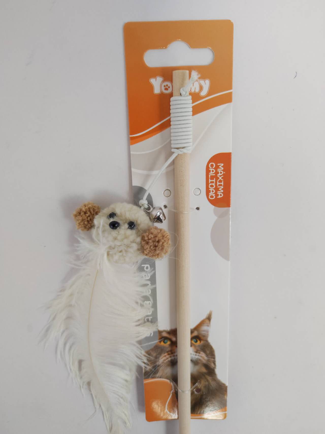 HKM-3118781 Ostrich Feather Teasing Cat Stick for Interactive Play