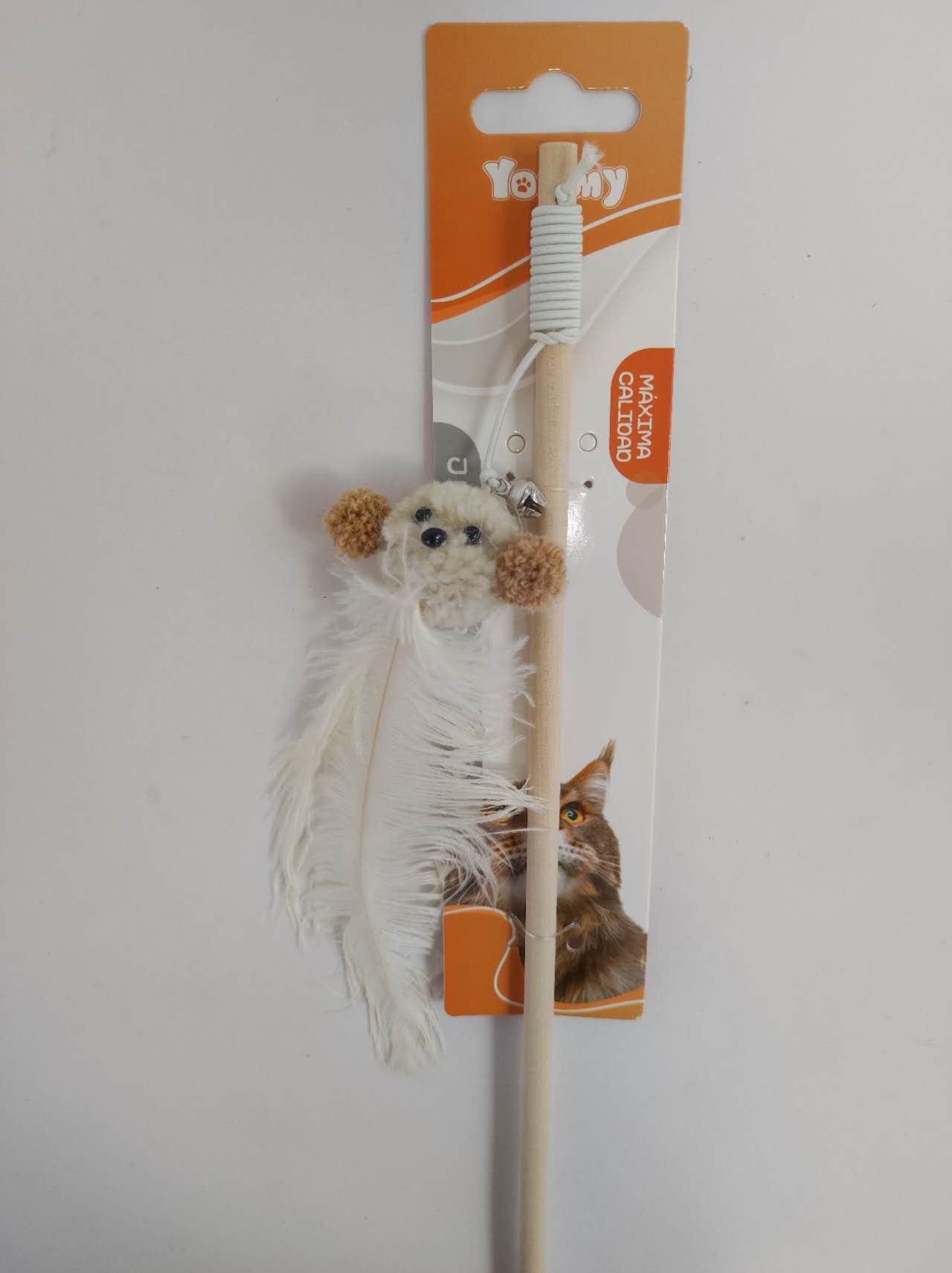 HKM-3118781 Ostrich Feather Teasing Cat Stick for Interactive Play