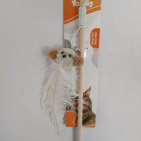 HKM-3118781 Ostrich Feather Teasing Cat Stick for Interactive Play
