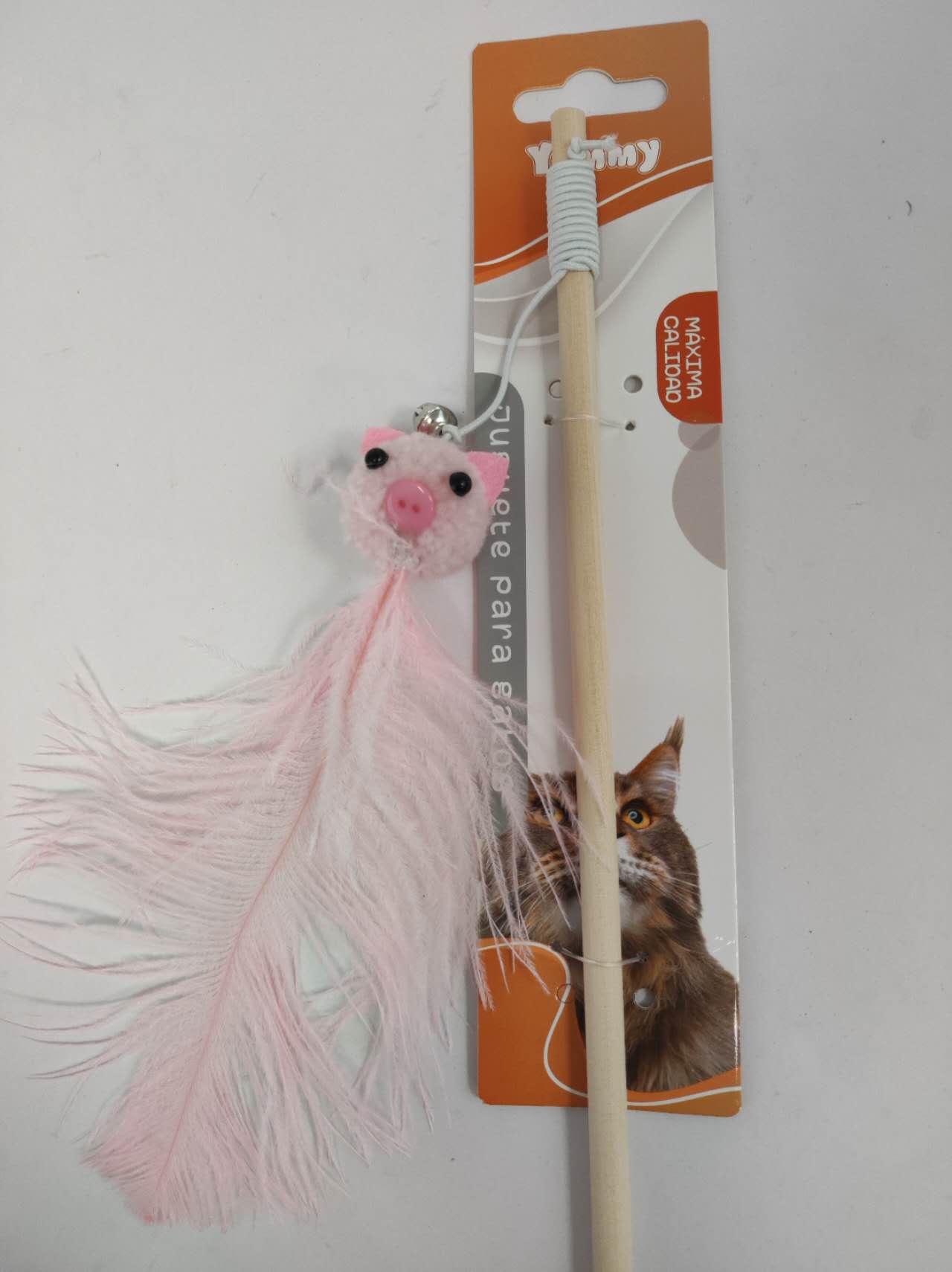 HKM-3118781 Ostrich Feather Teasing Cat Stick for Interactive Play