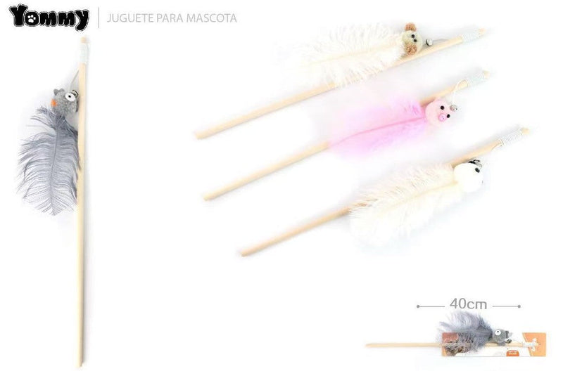HKM-3118781 Ostrich Feather Teasing Cat Stick for Interactive Play