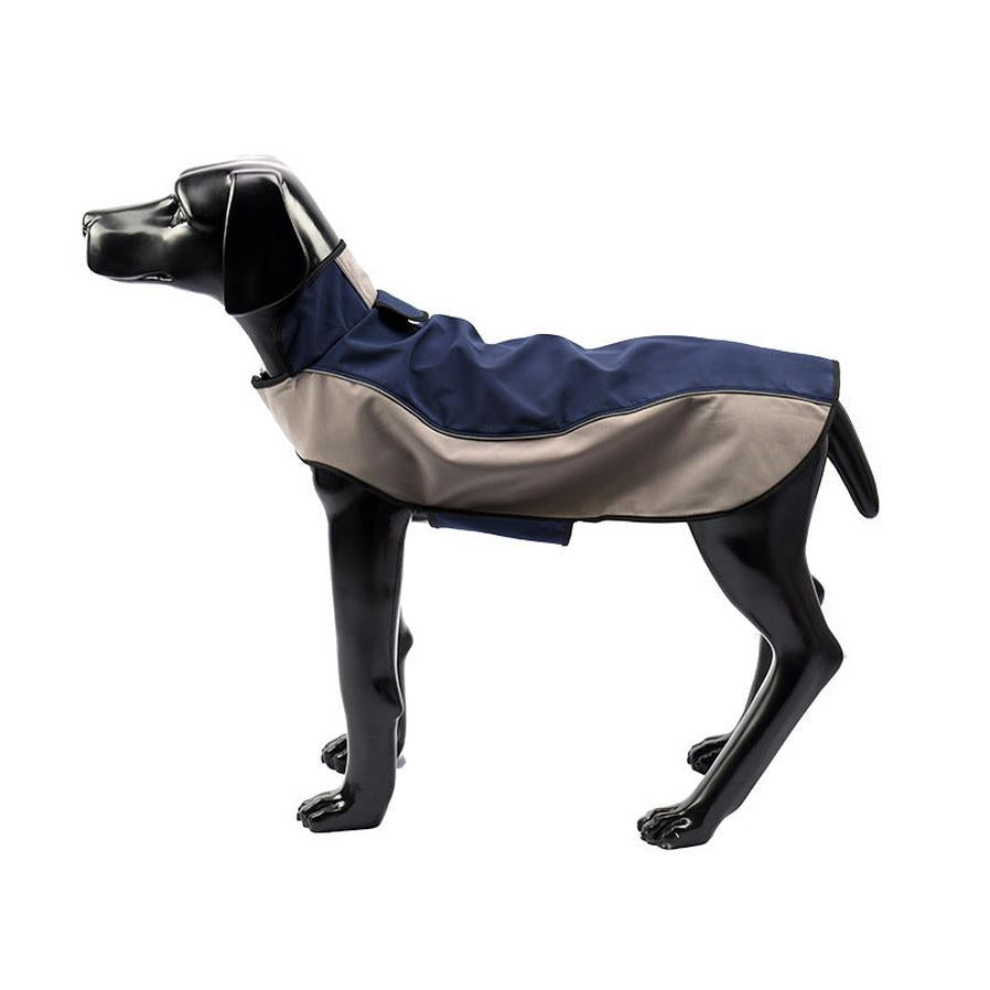 HKM-311891 Waterproof Breathable Outdoor Dog Stormsuit in Blue and Brown for Pet Comfort