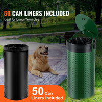 HKM-3119421 Weather-Resistant 11.5-Gallon Dog Waste Bin with Lid and 50 Bags for Easy Cleanup