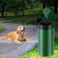 HKM-3119421 Weather-Resistant 11.5-Gallon Dog Waste Bin with Lid and 50 Bags for Easy Cleanup