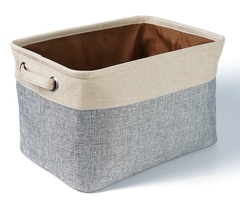 HKM-3120189 Foldable Cotton Linen Storage Basket for Clothes and Toys - Versatile Organizing Solution
