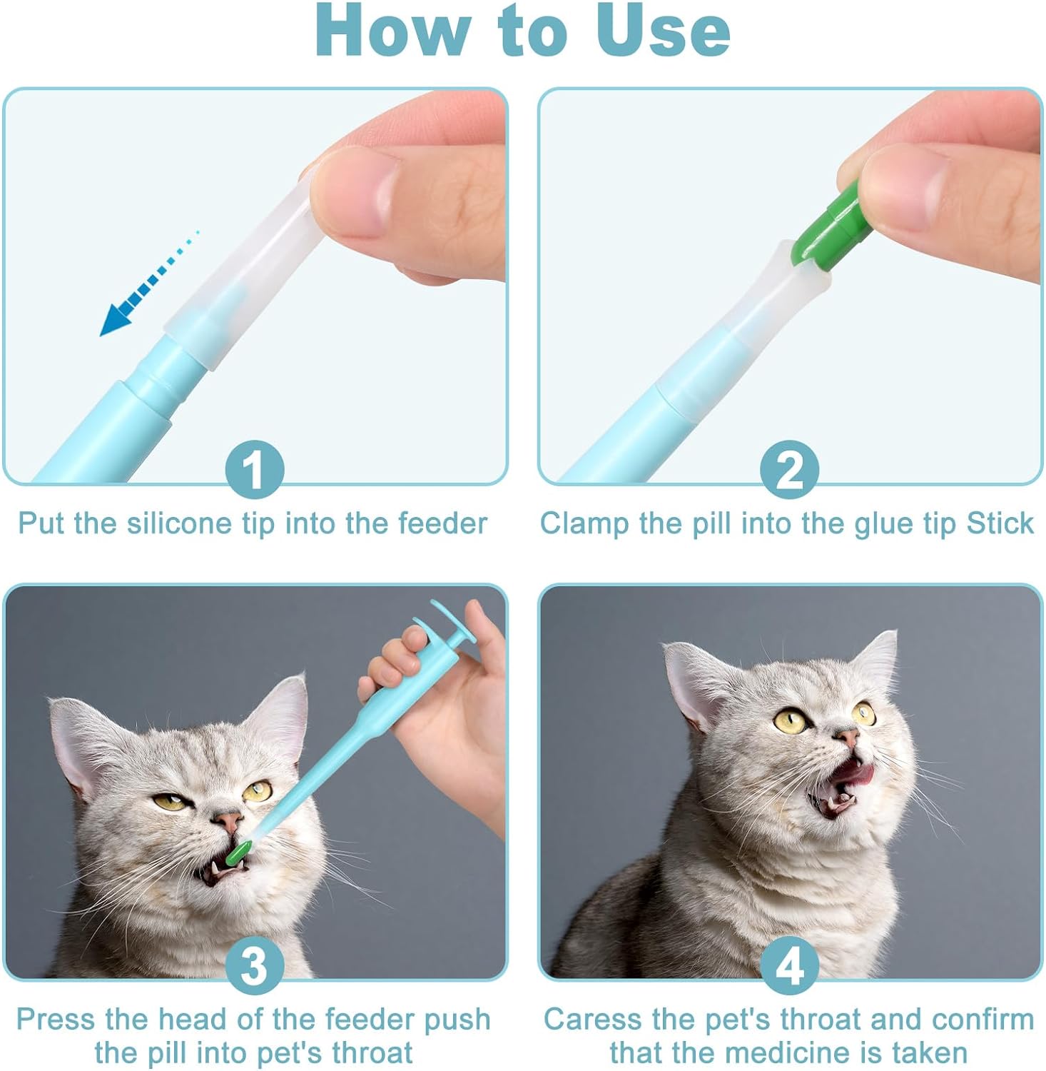 HKM-3121213 Pet Pill Dispenser with Soft Silicone Tip for Easy Medication Administration to Cats, Dogs, and Small Animals