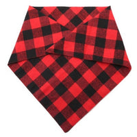 HKM-3121341 Classic Plaid Dog Scarf and Saliva Towel in Red/Black or Black/White - S & M Sizes Available