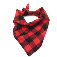HKM-3121341 Classic Plaid Dog Scarf and Saliva Towel in Red/Black or Black/White - S & M Sizes Available