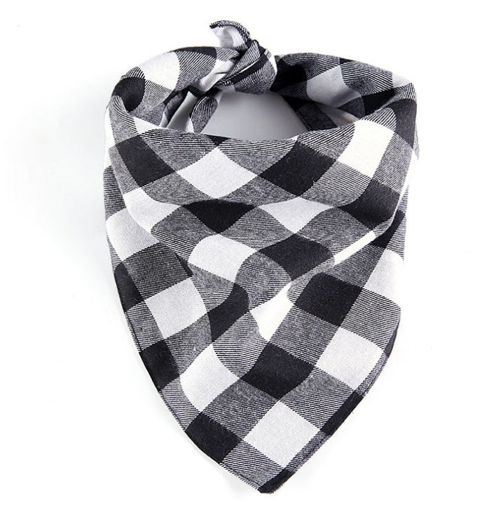 HKM-3121341 Classic Plaid Dog Scarf and Saliva Towel in Red/Black or Black/White - S & M Sizes Available