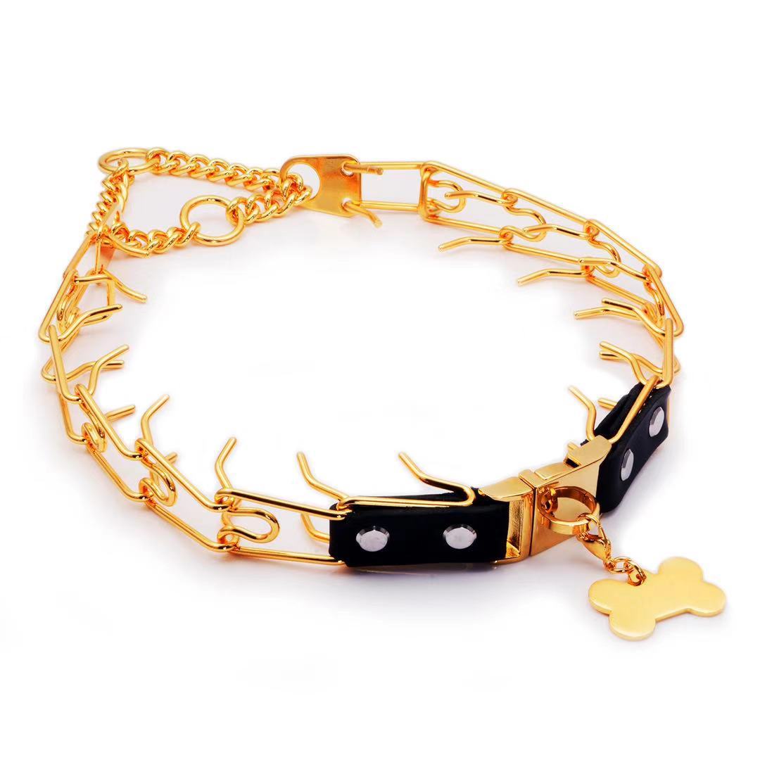 HKM-3121725 Stainless Steel Dog Stimulation Collar with Bone Tag Pendant - 24 Inch Length