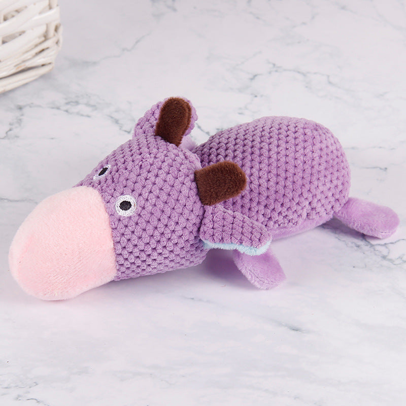 HKM-3123389 Molar Plush Toy for Pets - Long-Lasting Squeaking Cow and Duck Design in Corn Velvet