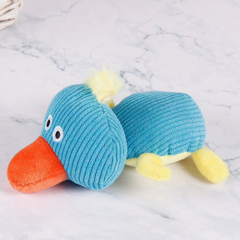 HKM-3123389 Molar Plush Toy for Pets - Long-Lasting Squeaking Cow and Duck Design in Corn Velvet