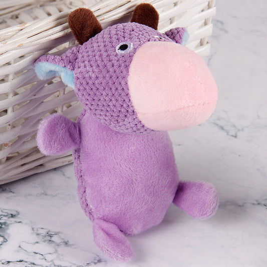 HKM-3123389 Molar Plush Toy for Pets - Long-Lasting Squeaking Cow and Duck Design in Corn Velvet