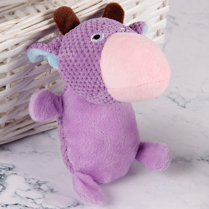 HKM-3123389 Molar Plush Toy for Pets - Long-Lasting Squeaking Cow and Duck Design in Corn Velvet