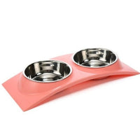 HKM-3123901 Detachable Stainless Steel and PP Resin Pet Food and Water Bowls - Available in Pink, Blue, and Yellow
