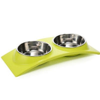 HKM-3123901 Detachable Stainless Steel and PP Resin Pet Food and Water Bowls - Available in Pink, Blue, and Yellow