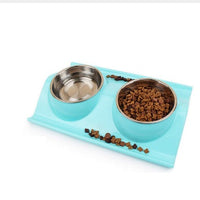HKM-3123901 Detachable Stainless Steel and PP Resin Pet Food and Water Bowls - Available in Pink, Blue, and Yellow