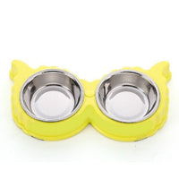 HKM-3123901 Detachable Stainless Steel and PP Resin Pet Food and Water Bowls - Available in Pink, Blue, and Yellow