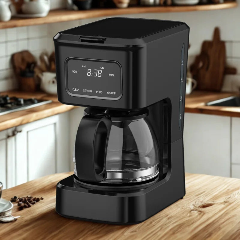 HKM-312403 4-Cup Coffee Maker with Clear Water Window and Glass Pot for Ground Coffee Brewing