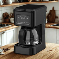 HKM-312403 4-Cup Coffee Maker with Clear Water Window and Glass Pot for Ground Coffee Brewing
