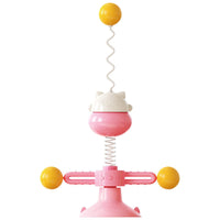 HKM-3124541 Interactive Cat Toy Spring Turntable Ball in Pink, Lake Blue, and Yellow