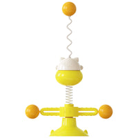HKM-3124541 Interactive Cat Toy Spring Turntable Ball in Pink, Lake Blue, and Yellow