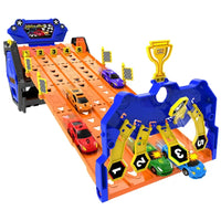 HKM-312467 Free Wheel Railway Car Set with Parking Space and Scooters for Kids Ages 2-4