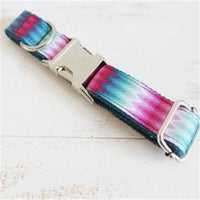 HKM-3125693 Patterned Dog Collar and Leash Set in Green Peacock - Adjustable Polyester Webbing for All Sizes