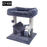 HKM-3127869 Space-Saving Light Gray Cat Tower with Wood Structure