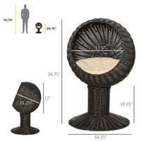 HKM-3128125 Elevated Coffee Cat Bed with Rotating Egg Chair Pod and Thick Cushion