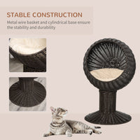 HKM-3128125 Elevated Coffee Cat Bed with Rotating Egg Chair Pod and Thick Cushion