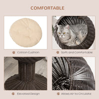 HKM-3128125 Elevated Coffee Cat Bed with Rotating Egg Chair Pod and Thick Cushion