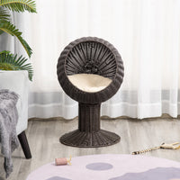 HKM-3128125 Elevated Coffee Cat Bed with Rotating Egg Chair Pod and Thick Cushion