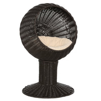 HKM-3128125 Elevated Coffee Cat Bed with Rotating Egg Chair Pod and Thick Cushion