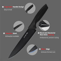 HKM-312851 15-Piece Professional Black Non-Stick Coating Stainless Steel Knife Block Set with Kitchen Scissor