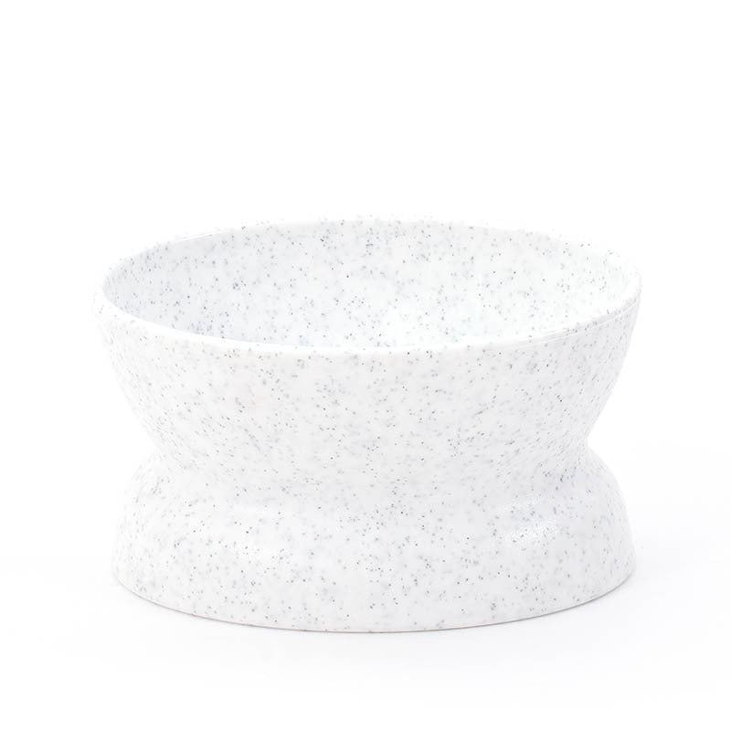 HKM-312851 Elevated Cat Bowl Designed for Cervical Spine Support – Dark Gray/White, Plastic