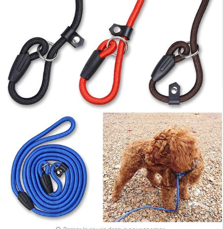 HKM-3129277 Durable Nylon Dog Traction Strap with Integrated P-Chain - Available in Various Colors and Sizes