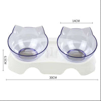 HKM-3129661 Transparent Double Cat Food Bowl with 15¡ã Neck Protection and Anti-Skid Base
