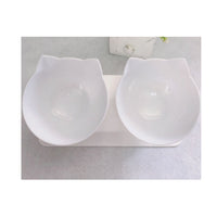 HKM-3129661 Transparent Double Cat Food Bowl with 15¡ã Neck Protection and Anti-Skid Base