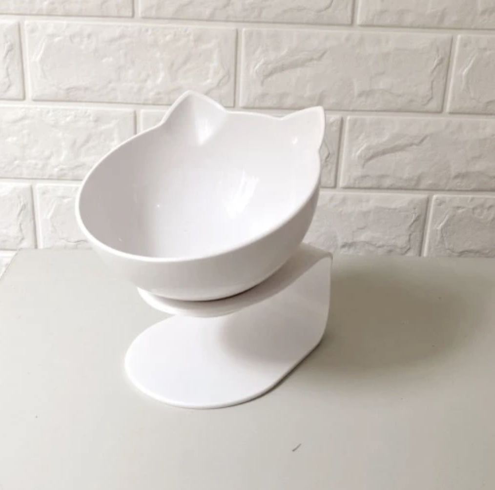 HKM-3129661 Transparent Double Cat Food Bowl with 15¡ã Neck Protection and Anti-Skid Base