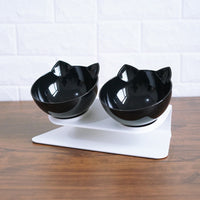 HKM-3129661 Transparent Double Cat Food Bowl with 15¡ã Neck Protection and Anti-Skid Base