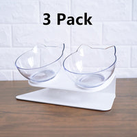 HKM-3129661 Transparent Double Cat Food Bowl with 15¡ã Neck Protection and Anti-Skid Base