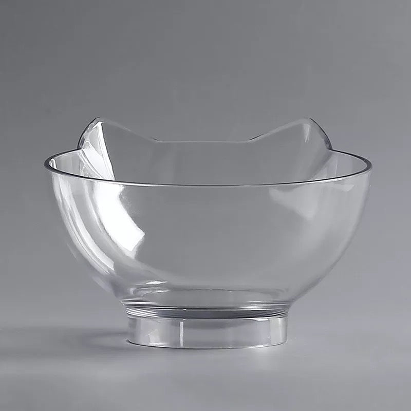 HKM-3129661 Transparent Double Cat Food Bowl with 15¡ã Neck Protection and Anti-Skid Base