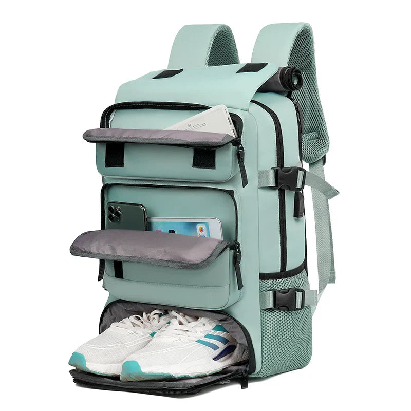 HKM-313043 Waterproof 17 Inch Nylon Laptop Backpack with Shoe Compartment and USB Port