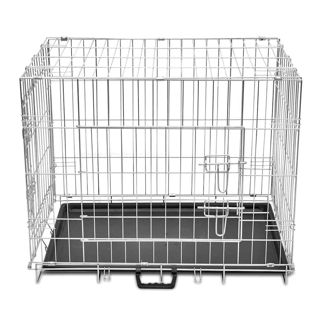HKM-3130941 Foldable Dog Crate - Heavy-Duty Galvanized Steel, Easy Storage, Size L 95 x 56 x 64 cm