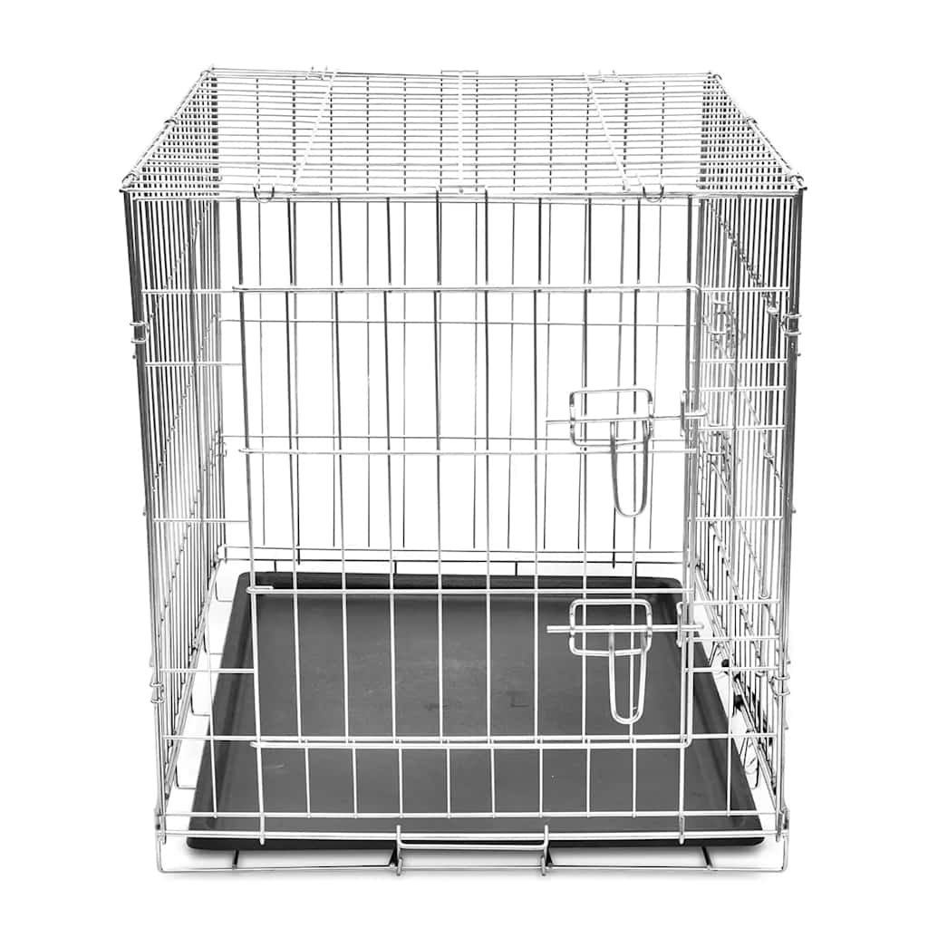 HKM-3130941 Foldable Dog Crate - Heavy-Duty Galvanized Steel, Easy Storage, Size L 95 x 56 x 64 cm