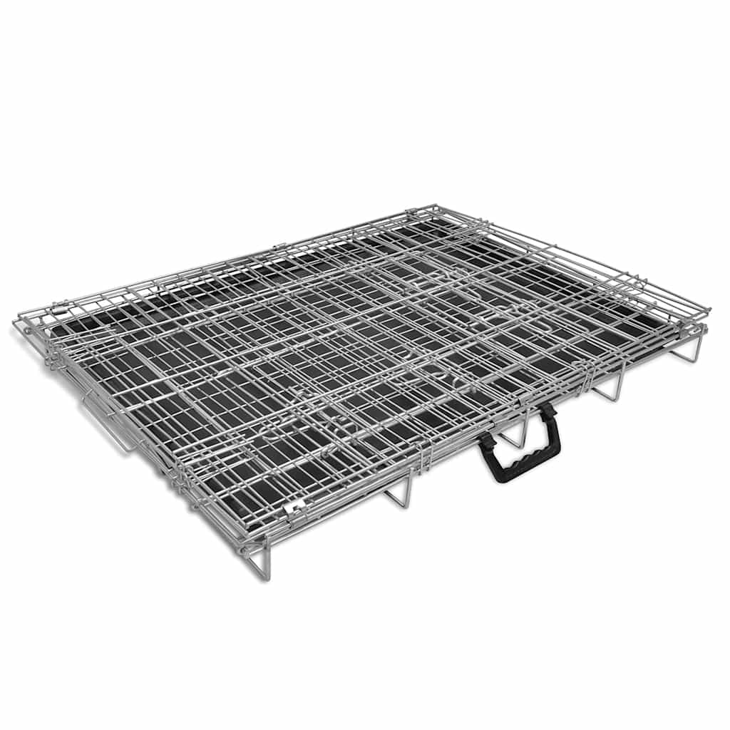 HKM-3130941 Foldable Dog Crate - Heavy-Duty Galvanized Steel, Easy Storage, Size L 95 x 56 x 64 cm
