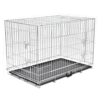 HKM-3130941 Foldable Dog Crate - Heavy-Duty Galvanized Steel, Easy Storage, Size L 95 x 56 x 64 cm